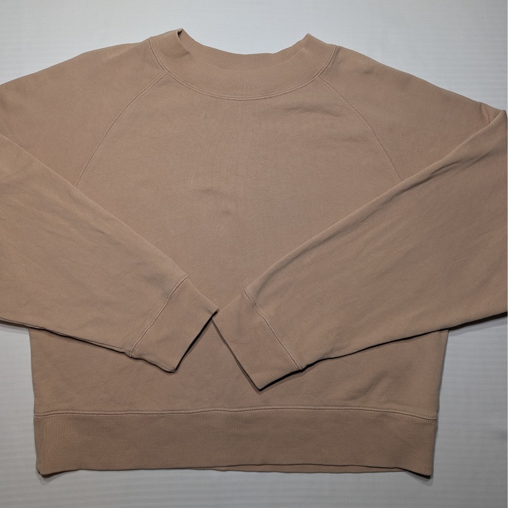 Vince Women M 100% Cotton Mock Neck Raglan Sweatshirt French Terry